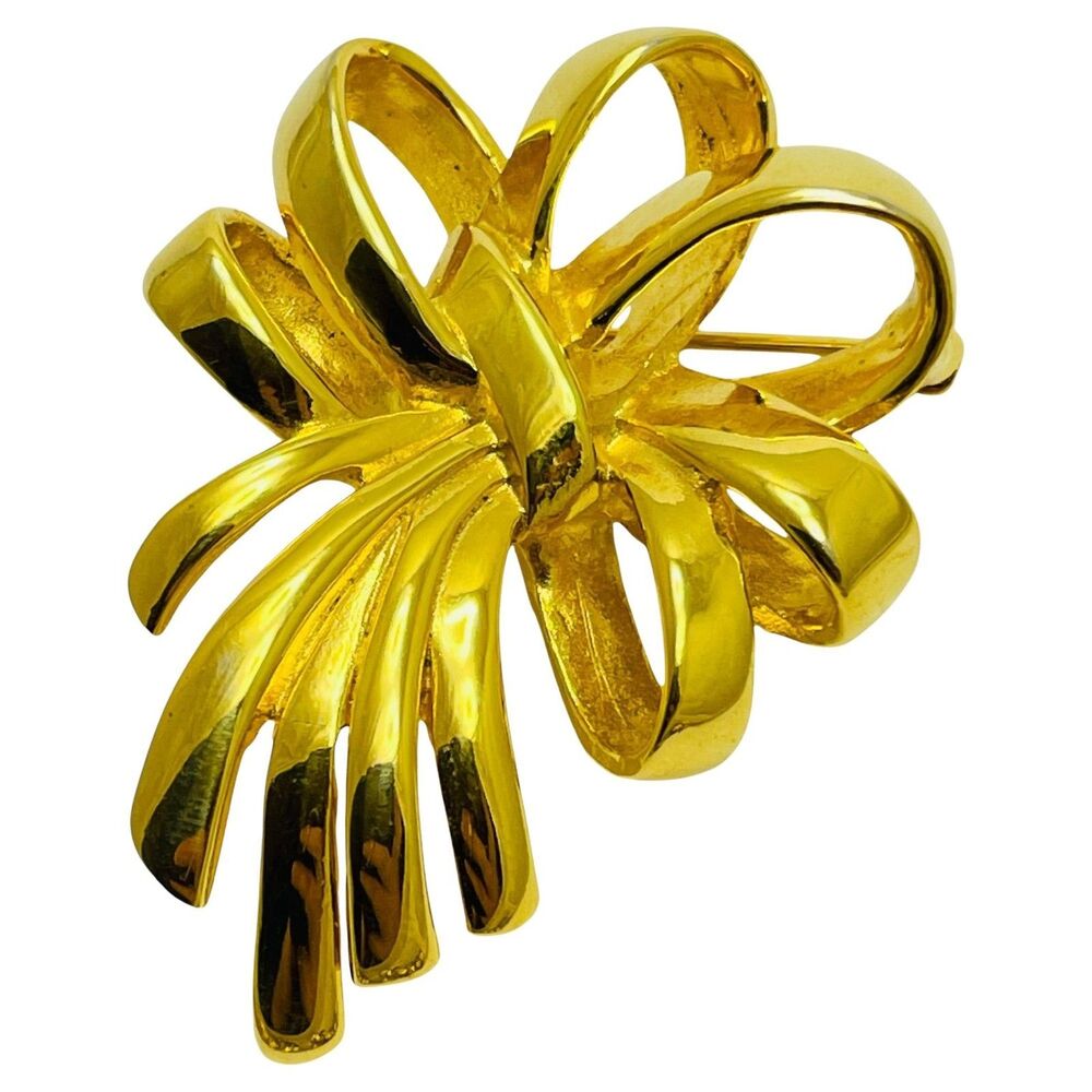 Vintage AK ANNE KLEIN signed gold tone designer brooch